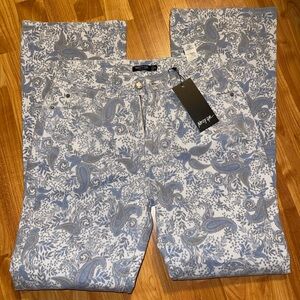 Nasty Gal Blue Paisley Flare Jeans